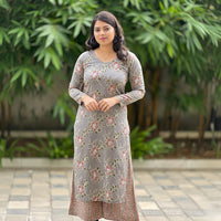 GREY PETALS ( ONLY KURTI )
