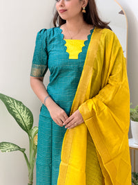 YADHANA ( TEAL & MUSTARD )