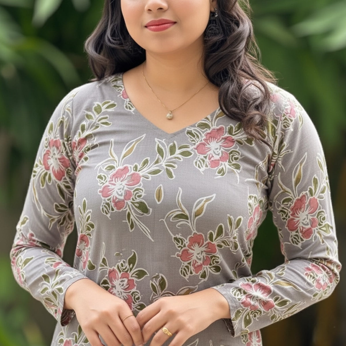 GREY PETALS ( ONLY KURTI )